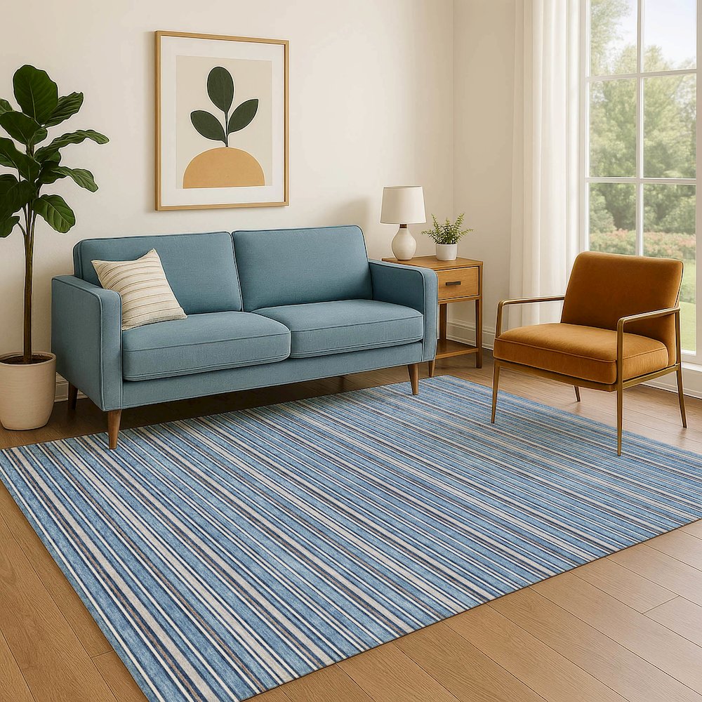 Luxury Washable Indoor/Outdoor Soft Essentials SE2 Blue 2'6" x 3'10" Rug. Picture 6