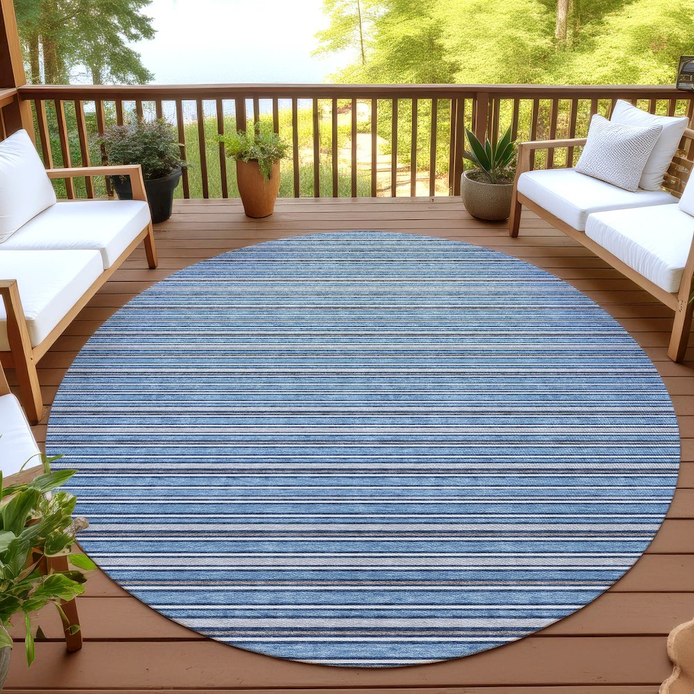 Luxury Washable Indoor/Outdoor Soft Essentials SE2 Blue 8' x 8' Rug. Picture 6