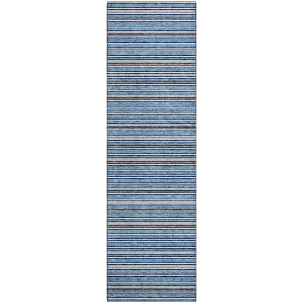 Luxury Washable Indoor/Outdoor Soft Essentials SE2 Blue 2'3" x 7'6" Runner Rug. Picture 1