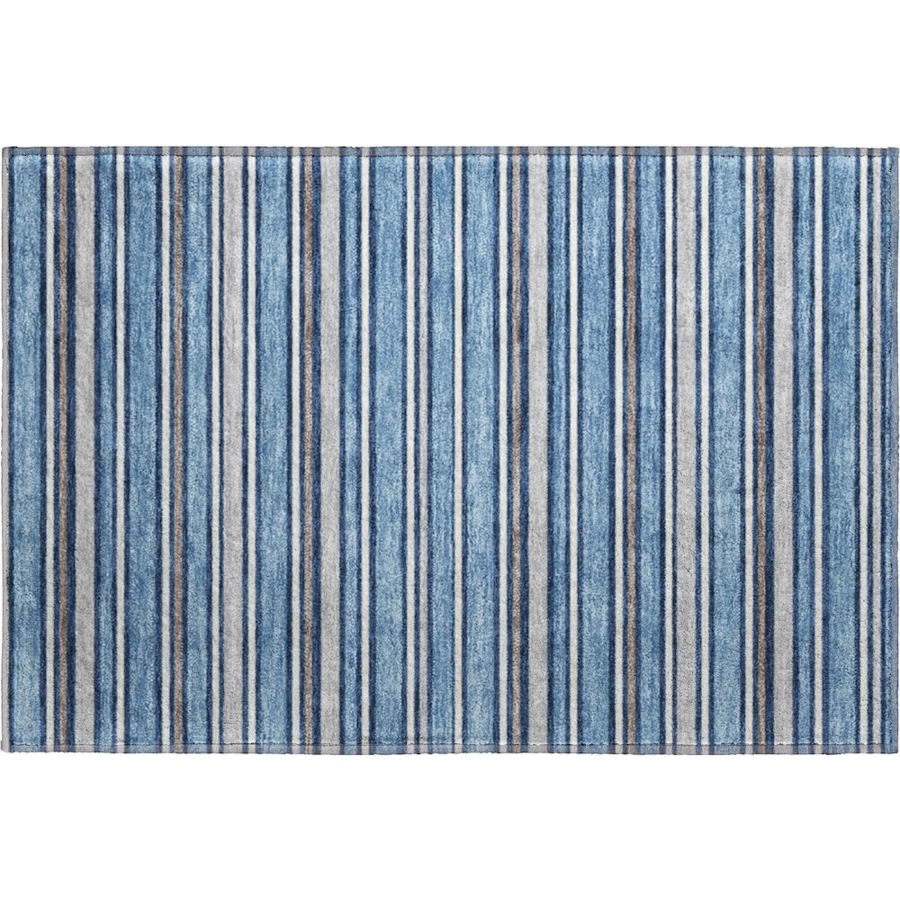 Luxury Washable Indoor/Outdoor Soft Essentials SE2 Blue 1'8" x 2'6" Rug. Picture 1