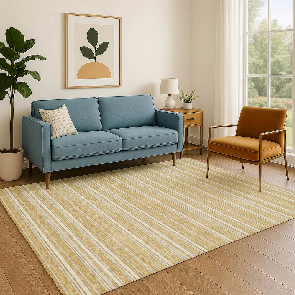 Luxury Washable Indoor/Outdoor Soft Essentials SE2 Gold 2'6" x 3'10" Rug. Picture 6
