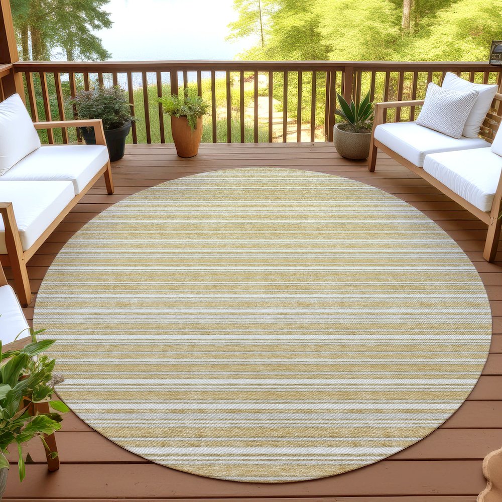 Luxury Washable Indoor/Outdoor Soft Essentials SE2 Gold 8' x 8' Rug. Picture 6