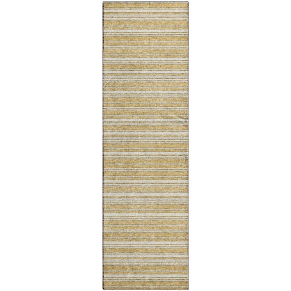 Luxury Washable Indoor/Outdoor Soft Essentials SE2 Gold 2'3" x 7'6" Runner Rug. Picture 1