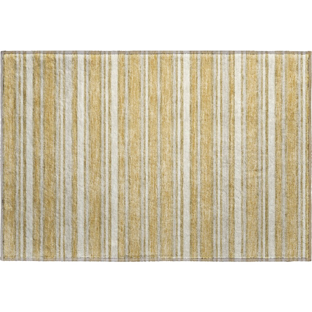 Luxury Washable Indoor/Outdoor Soft Essentials SE2 Gold 1'8" x 2'6" Rug. Picture 1