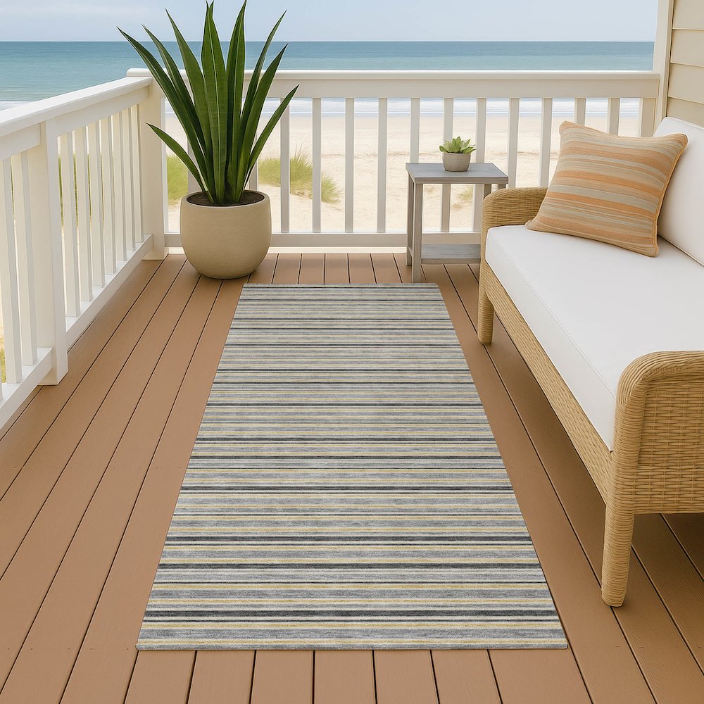 Luxury Washable Indoor/Outdoor Soft Essentials SE2 Gray 2'3" x 7'6" Runner Rug. Picture 6