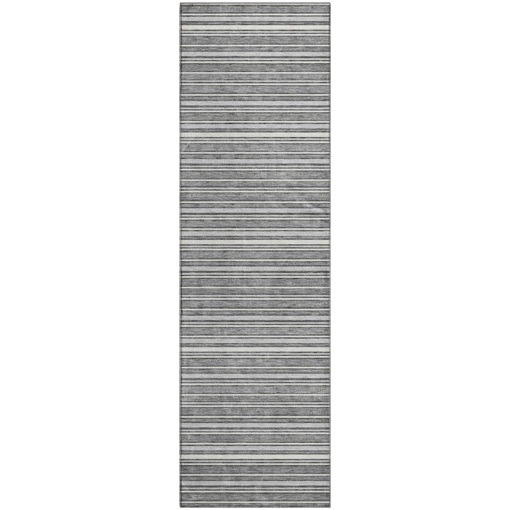 Luxury Washable Indoor/Outdoor Soft Essentials SE2 Gray 2'3" x 7'6" Runner Rug. Picture 1