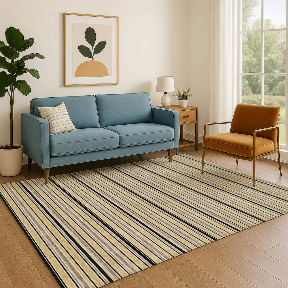 Luxury Washable Indoor/Outdoor Soft Essentials SE2 Gold 2'6" x 3'10" Rug. Picture 6