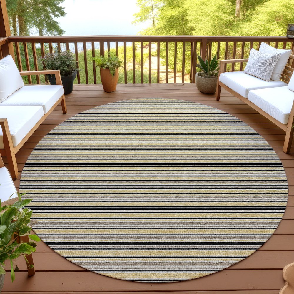 Luxury Washable Indoor/Outdoor Soft Essentials SE2 Gold 8' x 8' Rug. Picture 6