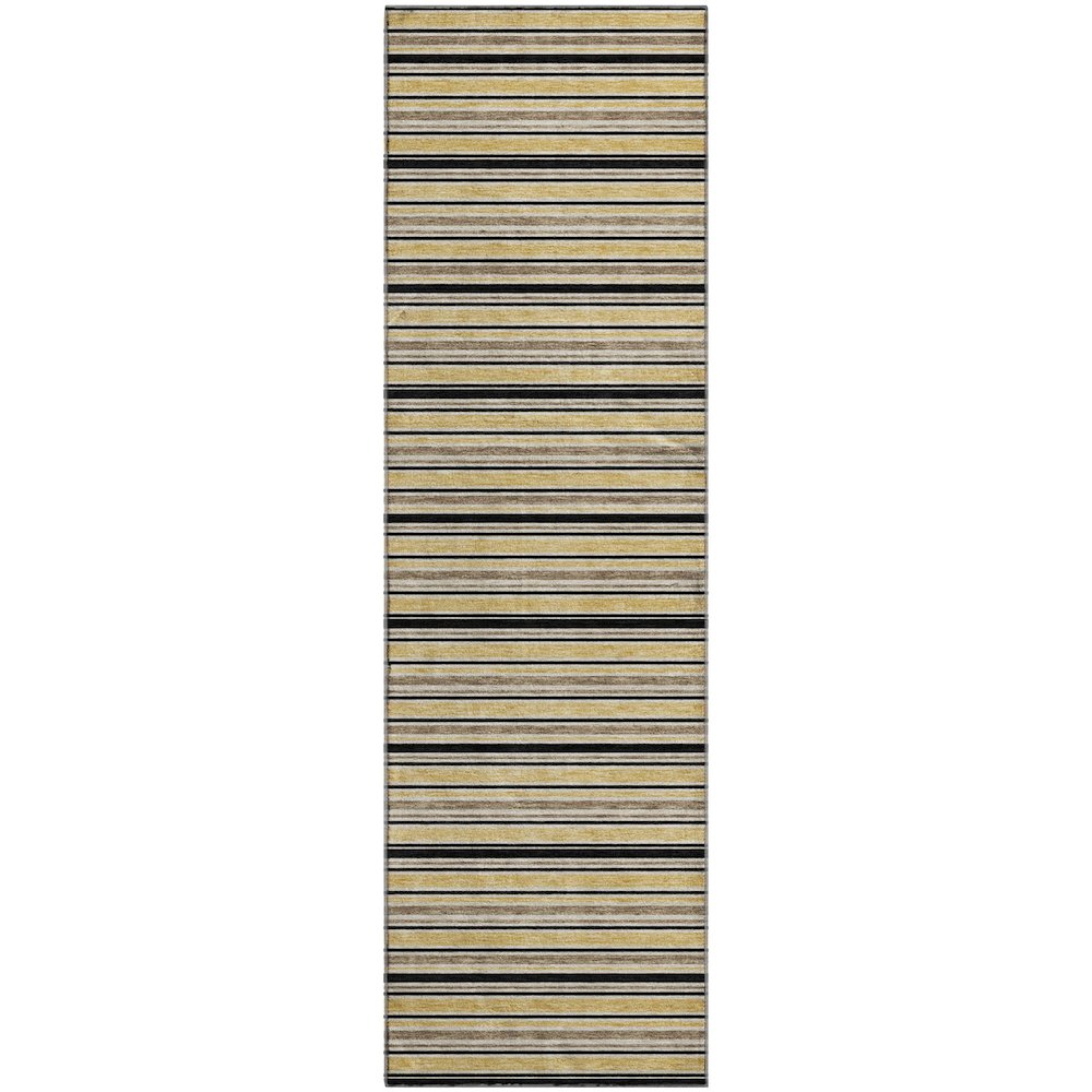 Luxury Washable Indoor/Outdoor Soft Essentials SE2 Gold 2'3" x 7'6" Runner Rug. Picture 1