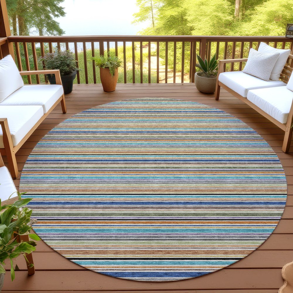 Luxury Washable Indoor/Outdoor Soft Essentials SE2 Multi 8' x 8' Rug. Picture 6