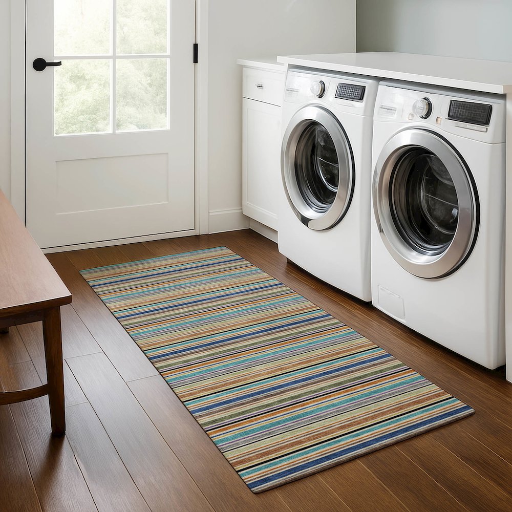 Luxury Washable Indoor/Outdoor Soft Essentials SE2 Multi 2'3" x 7'6" Runner Rug. Picture 5