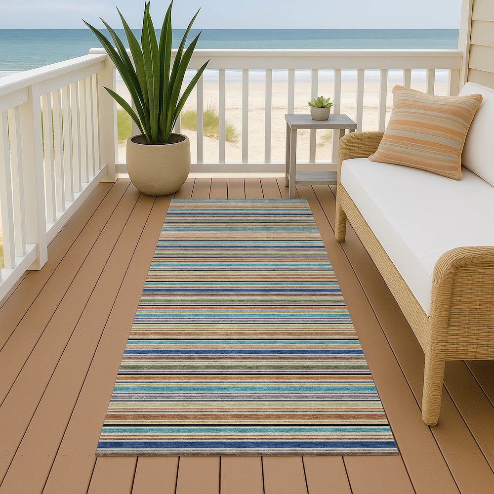 Luxury Washable Indoor/Outdoor Soft Essentials SE2 Multi 2'3" x 7'6" Runner Rug. Picture 6