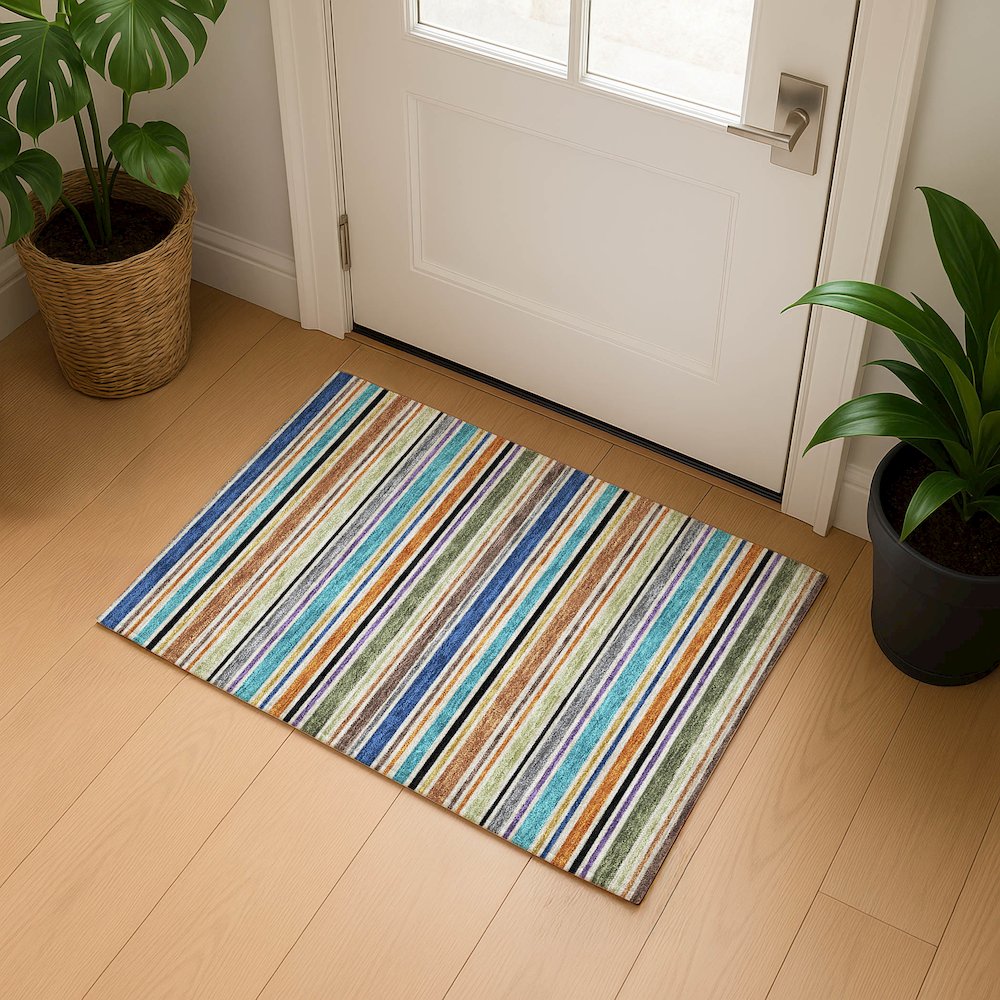 Luxury Washable Indoor/Outdoor Soft Essentials SE2 Multi 1'8" x 2'6" Rug. Picture 5