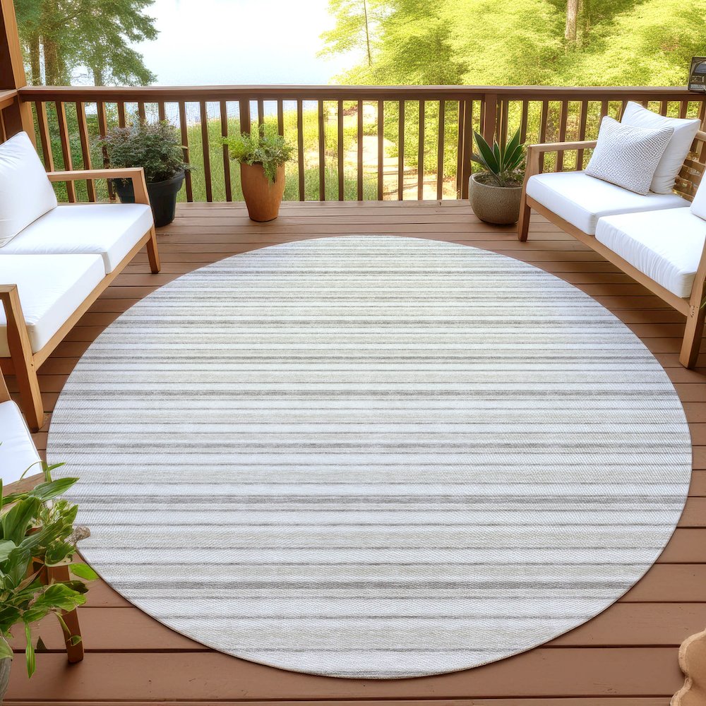 Luxury Washable Indoor/Outdoor Soft Essentials SE2 Ivory 8' x 8' Rug. Picture 6