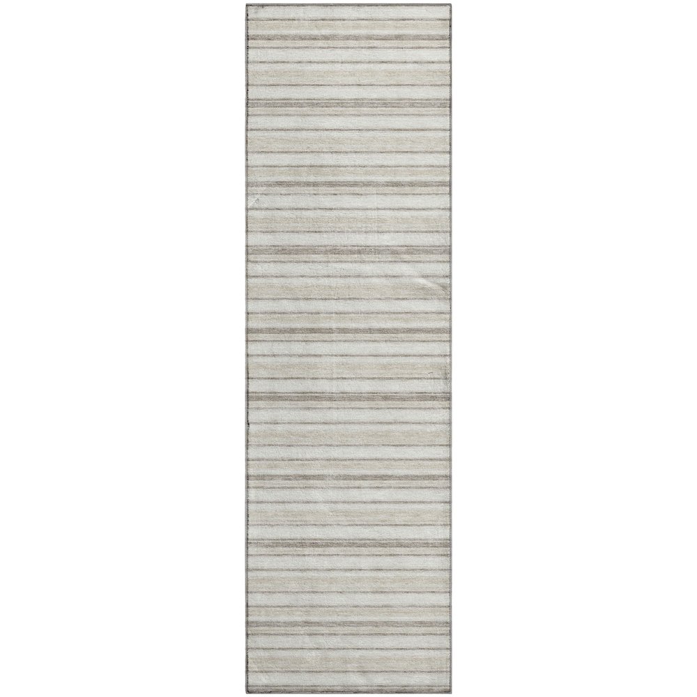Luxury Washable Indoor/Outdoor Soft Essentials SE2 Ivory 2'3" x 7'6" Runner Rug. Picture 1