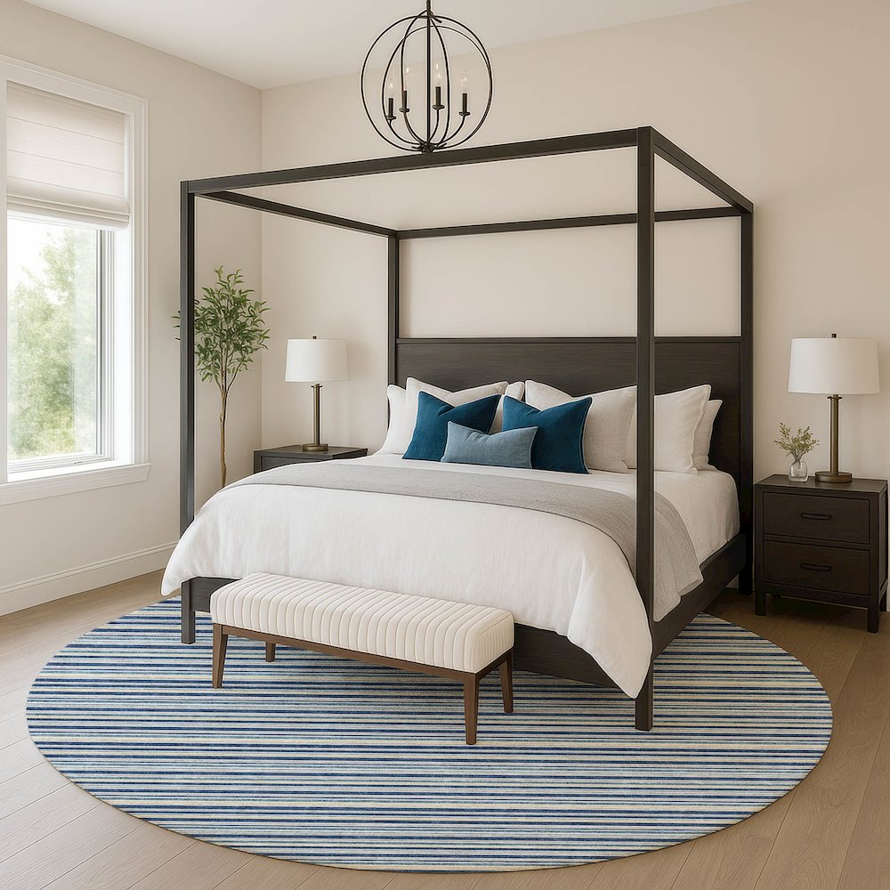 Luxury Washable Indoor/Outdoor Soft Essentials SE2 Blue 8' x 8' Rug. Picture 5