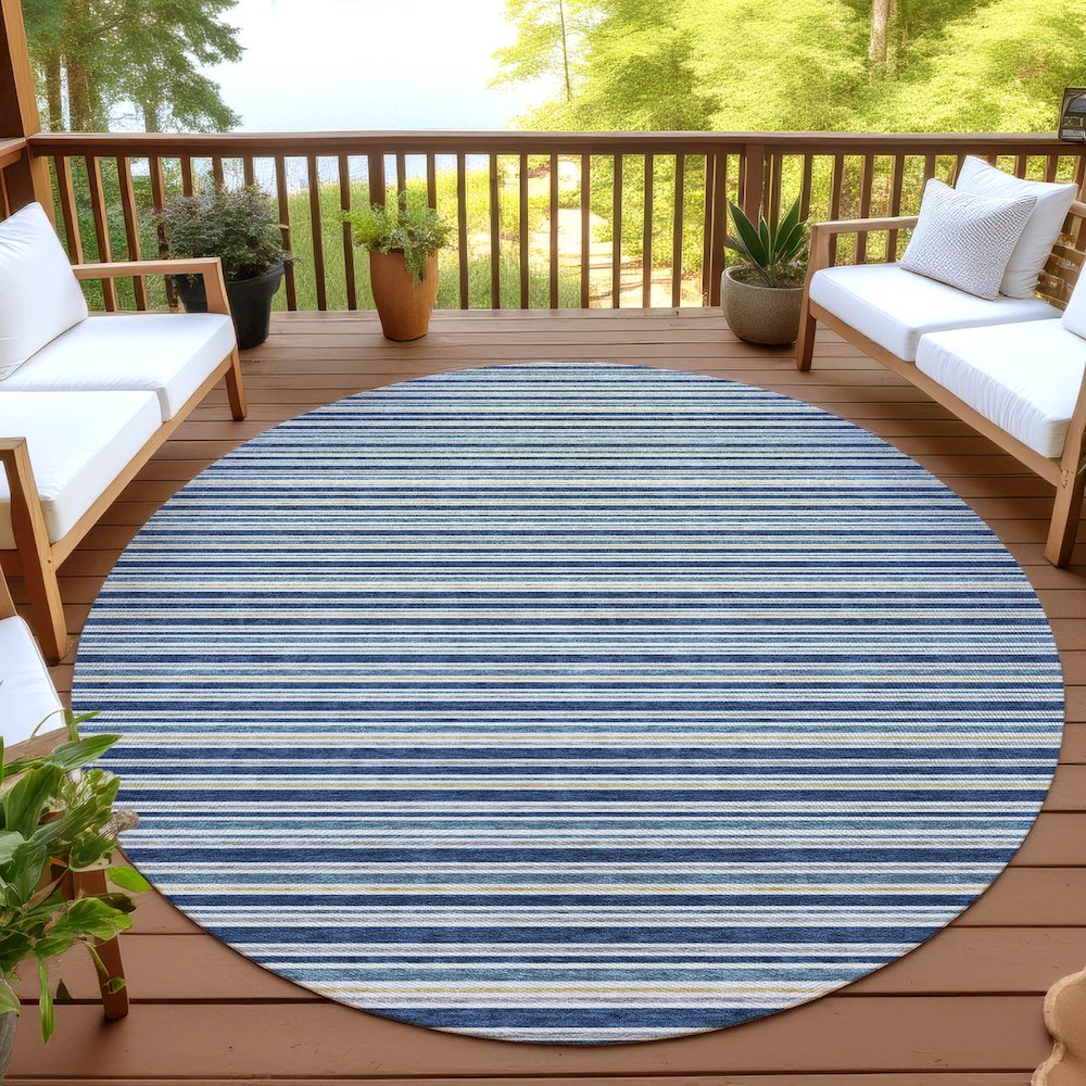 Luxury Washable Indoor/Outdoor Soft Essentials SE2 Blue 8' x 8' Rug. Picture 6