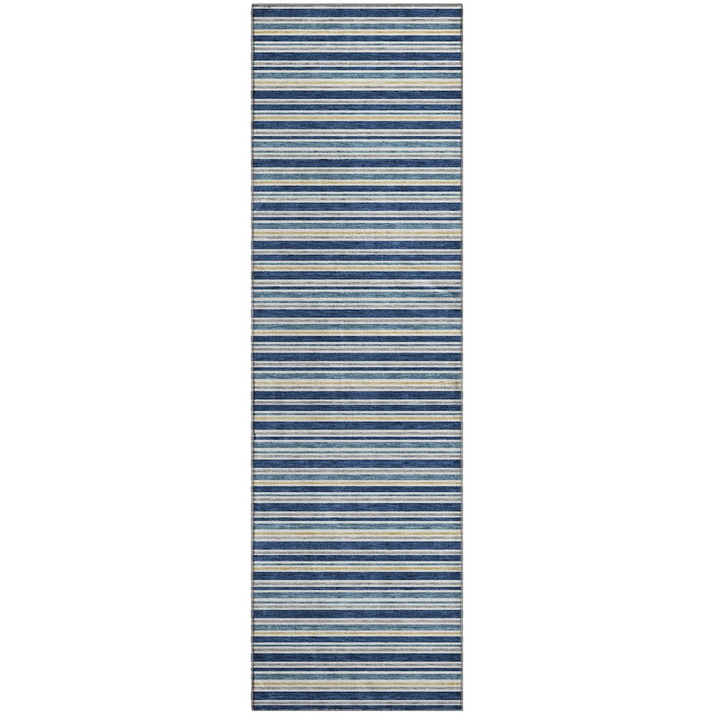 Luxury Washable Indoor/Outdoor Soft Essentials SE2 Blue 2'3" x 7'6" Runner Rug. Picture 1
