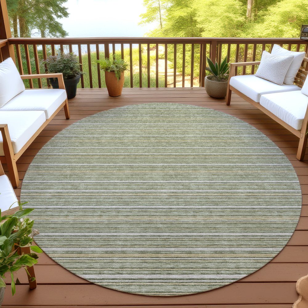 Luxury Washable Indoor/Outdoor Soft Essentials SE2 Green 8' x 8' Rug. Picture 6
