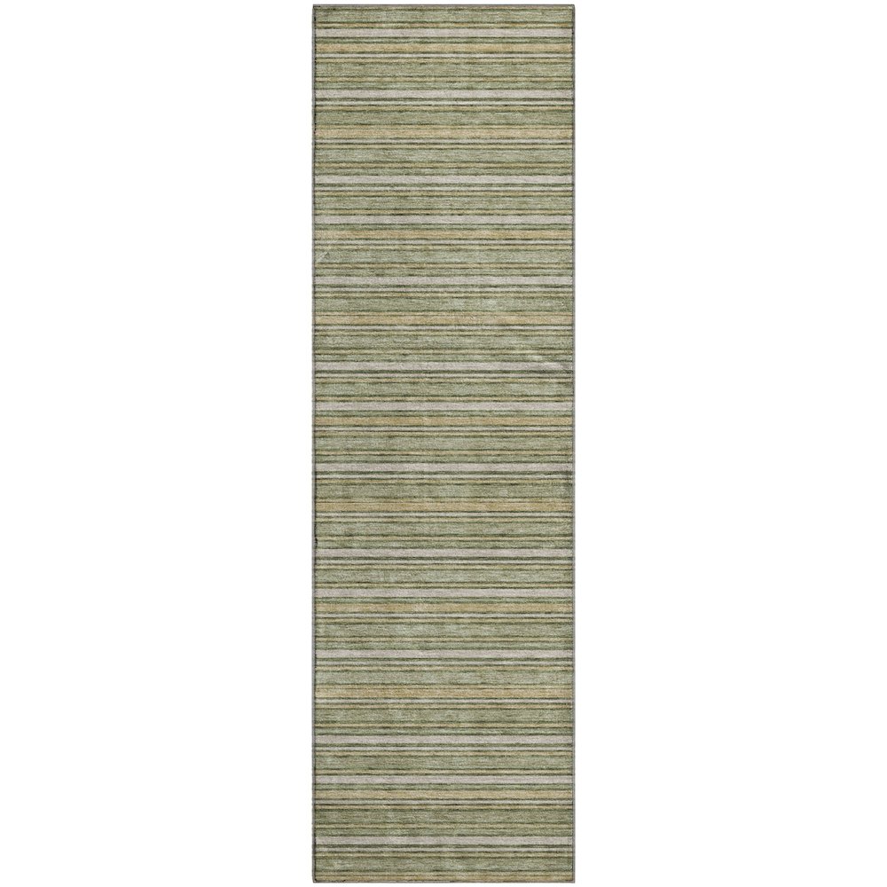 Luxury Washable Indoor/Outdoor Soft Essentials SE2 Green 2'3" x 7'6" Runner Rug. Picture 1