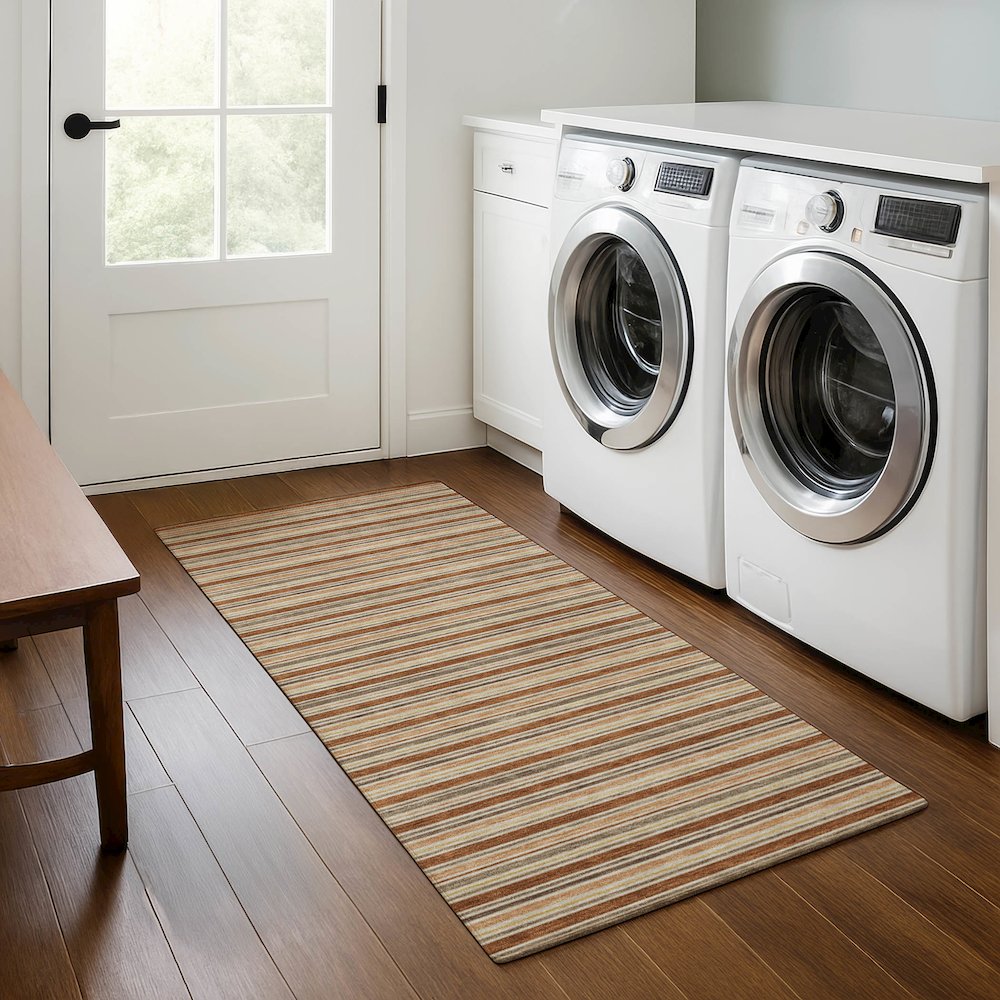 Luxury Washable Indoor/Outdoor Soft Essentials SE2 Orange 2'3" x 7'6" Runner Rug. Picture 5