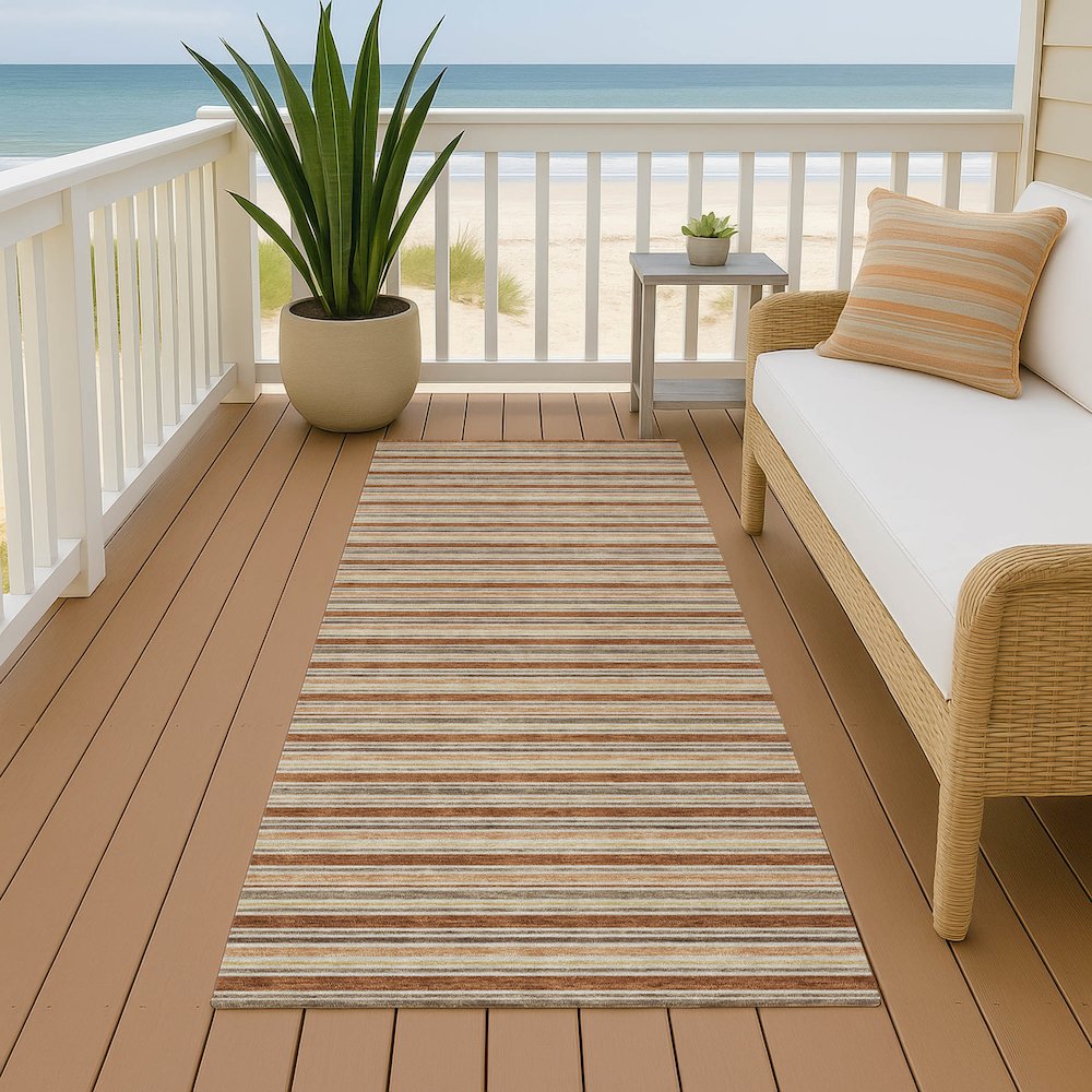 Luxury Washable Indoor/Outdoor Soft Essentials SE2 Orange 2'3" x 7'6" Runner Rug. Picture 6