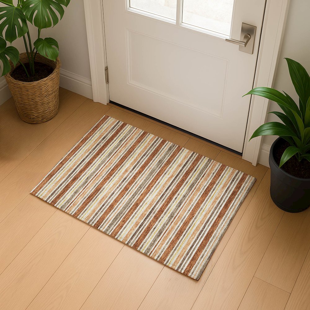 Luxury Washable Indoor/Outdoor Soft Essentials SE2 Orange 1'8" x 2'6" Rug. Picture 5