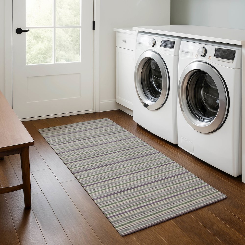 Luxury Washable Indoor/Outdoor Soft Essentials SE2 Gray 2'3" x 7'6" Runner Rug. Picture 5