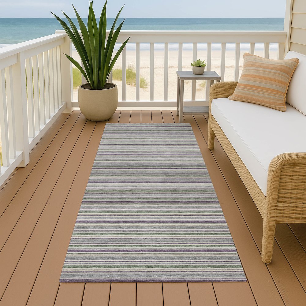 Luxury Washable Indoor/Outdoor Soft Essentials SE2 Gray 2'3" x 7'6" Runner Rug. Picture 6