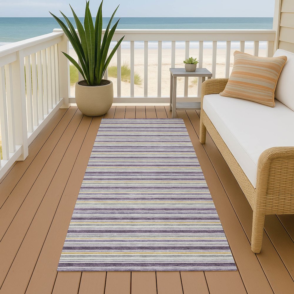 Luxury Washable Indoor/Outdoor Soft Essentials SE2 Purple 2'3" x 7'6" Runner Rug. Picture 6