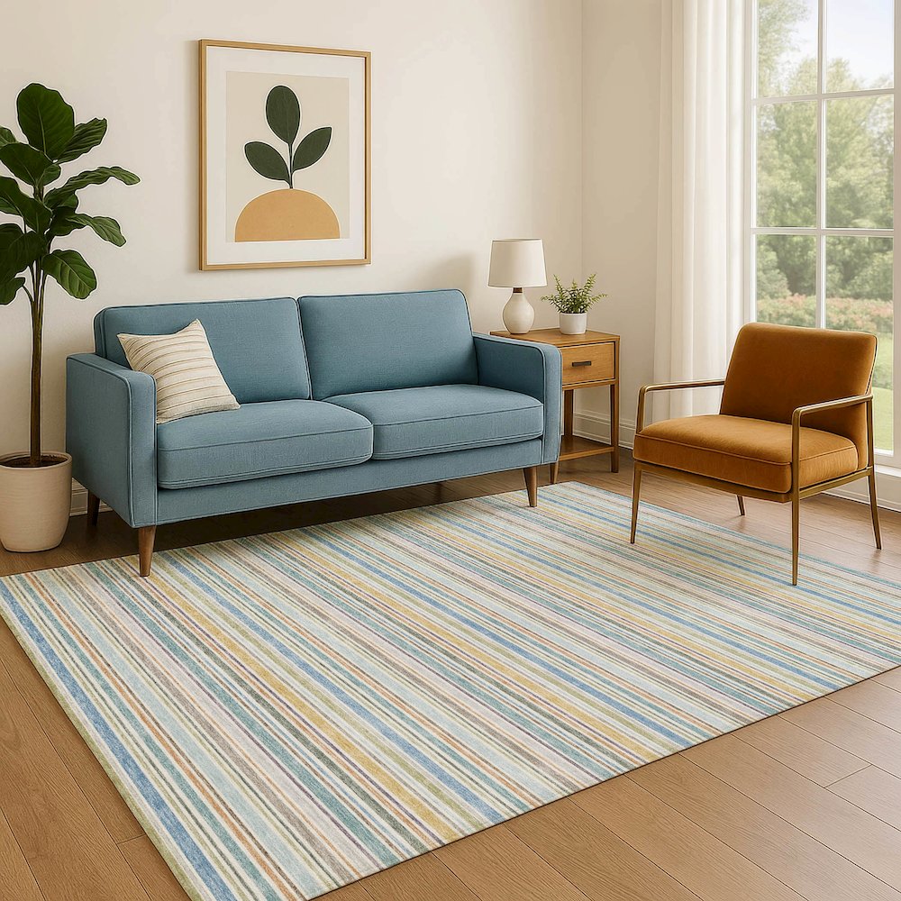 Luxury Washable Indoor/Outdoor Soft Essentials SE2 Multi 2'6" x 3'10" Rug. Picture 6