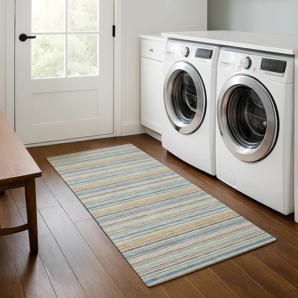 Luxury Washable Indoor/Outdoor Soft Essentials SE2 Multi 2'3" x 7'6" Runner Rug. Picture 5