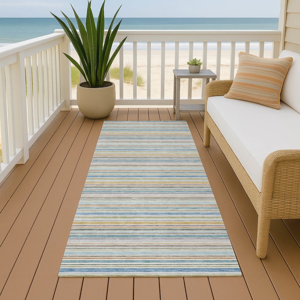 Luxury Washable Indoor/Outdoor Soft Essentials SE2 Multi 2'3" x 7'6" Runner Rug. Picture 6