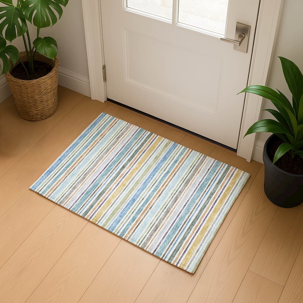 Luxury Washable Indoor/Outdoor Soft Essentials SE2 Multi 1'8" x 2'6" Rug. Picture 5