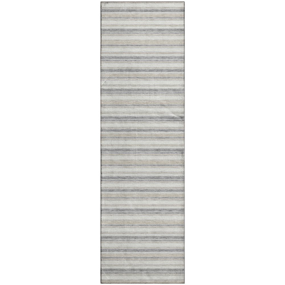 Luxury Washable Indoor/Outdoor Soft Essentials SE2 Gray 2'3" x 7'6" Runner Rug. Picture 1