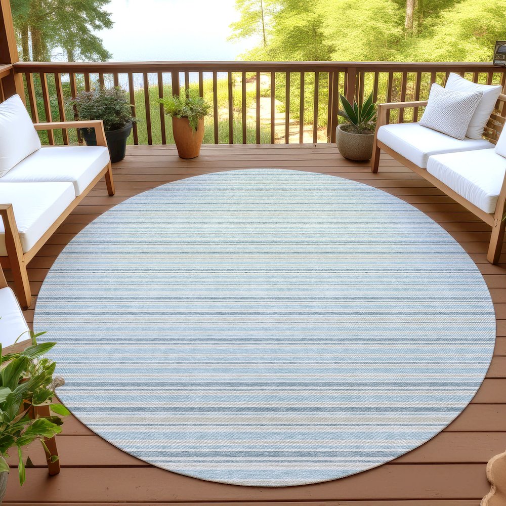 Luxury Washable Indoor/Outdoor Soft Essentials SE2 Blue 8' x 8' Rug. Picture 6