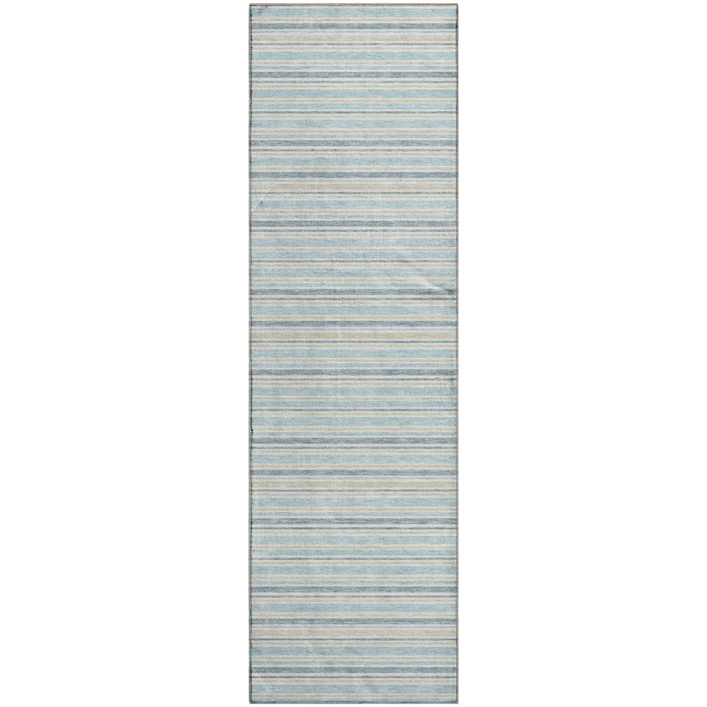 Luxury Washable Indoor/Outdoor Soft Essentials SE2 Blue 2'3" x 7'6" Runner Rug. Picture 1