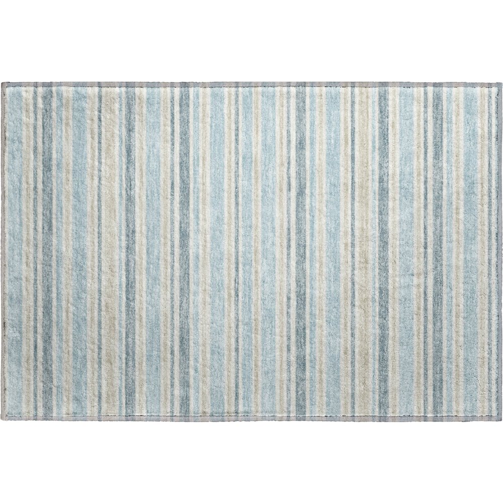 Luxury Washable Indoor/Outdoor Soft Essentials SE2 Blue 1'8" x 2'6" Rug. Picture 1