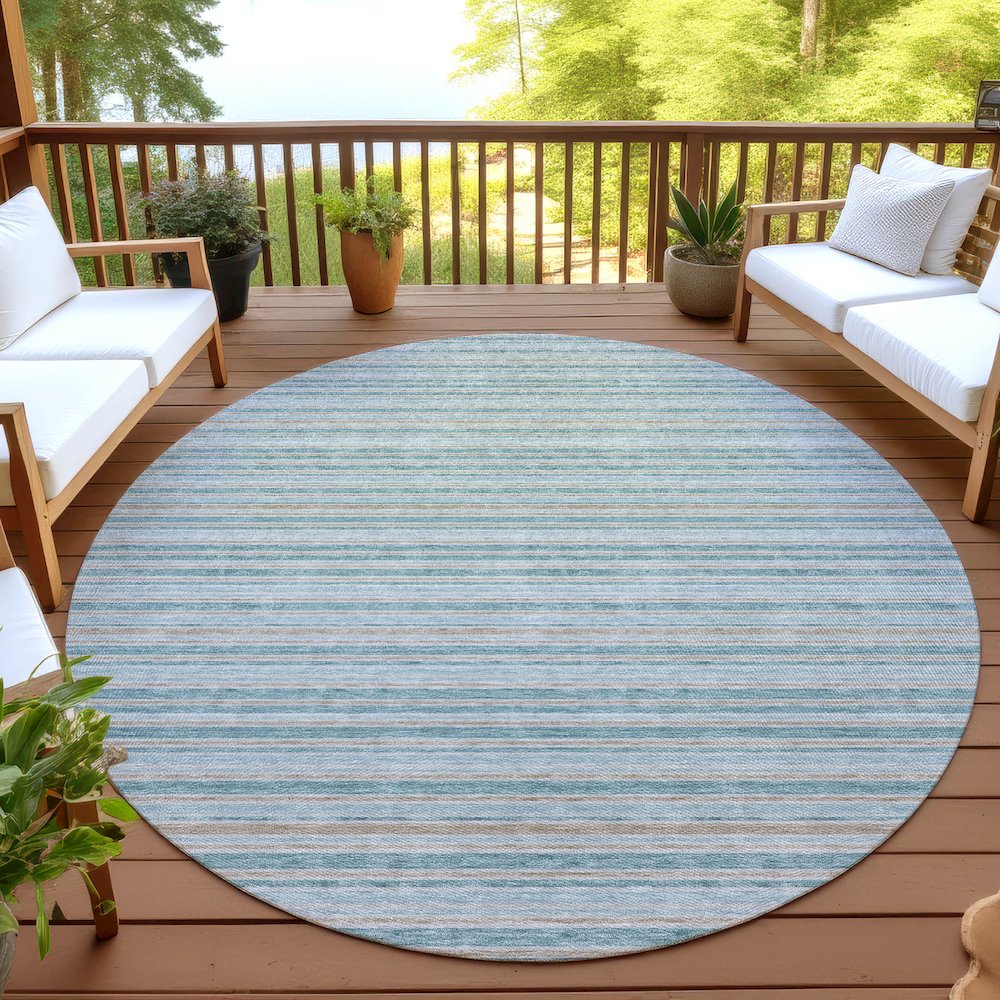 Luxury Washable Indoor/Outdoor Soft Essentials SE2 Teal 8' x 8' Rug. Picture 6
