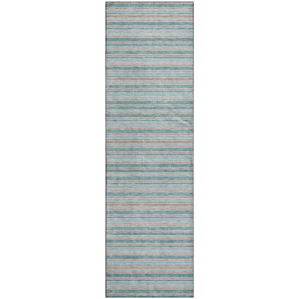 Luxury Washable Indoor/Outdoor Soft Essentials SE2 Teal 2'3" x 7'6" Runner Rug. Picture 1