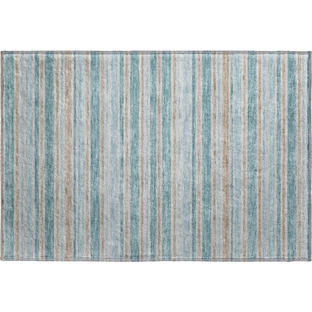 Luxury Washable Indoor/Outdoor Soft Essentials SE2 Teal 1'8" x 2'6" Rug. Picture 1