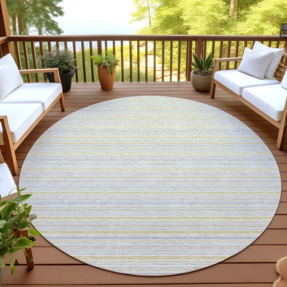 Luxury Washable Indoor/Outdoor Soft Essentials SE2 Gold 8' x 8' Rug. Picture 6