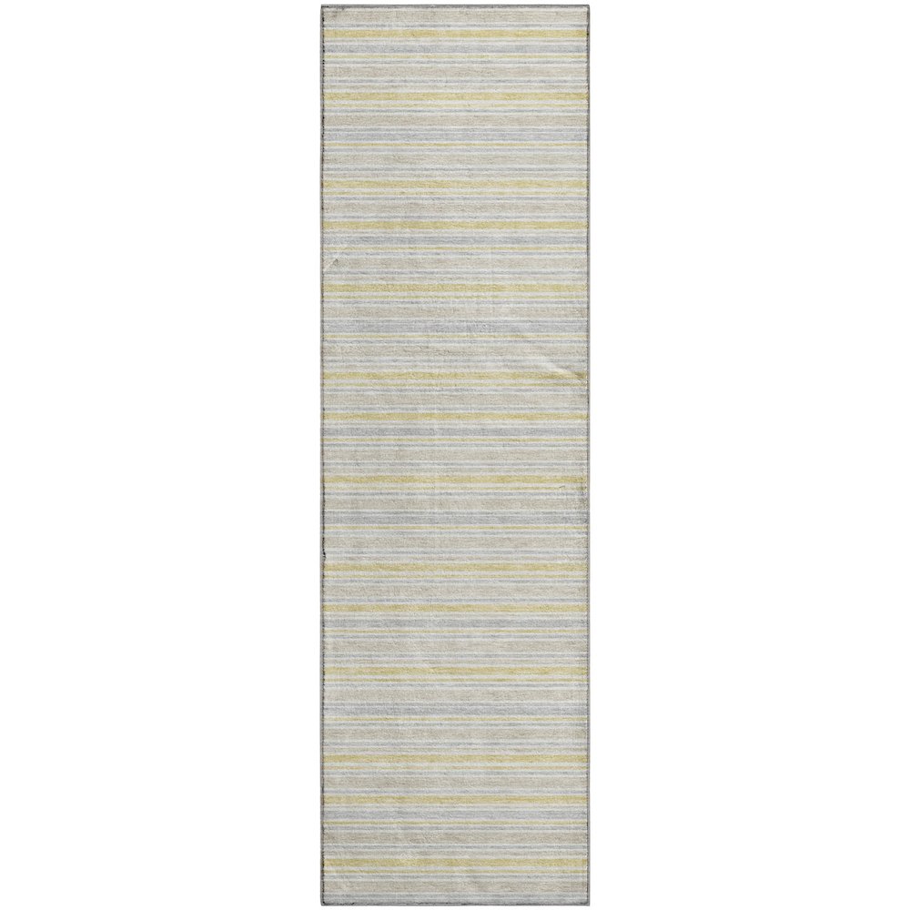 Luxury Washable Indoor/Outdoor Soft Essentials SE2 Gold 2'3" x 7'6" Runner Rug. Picture 1