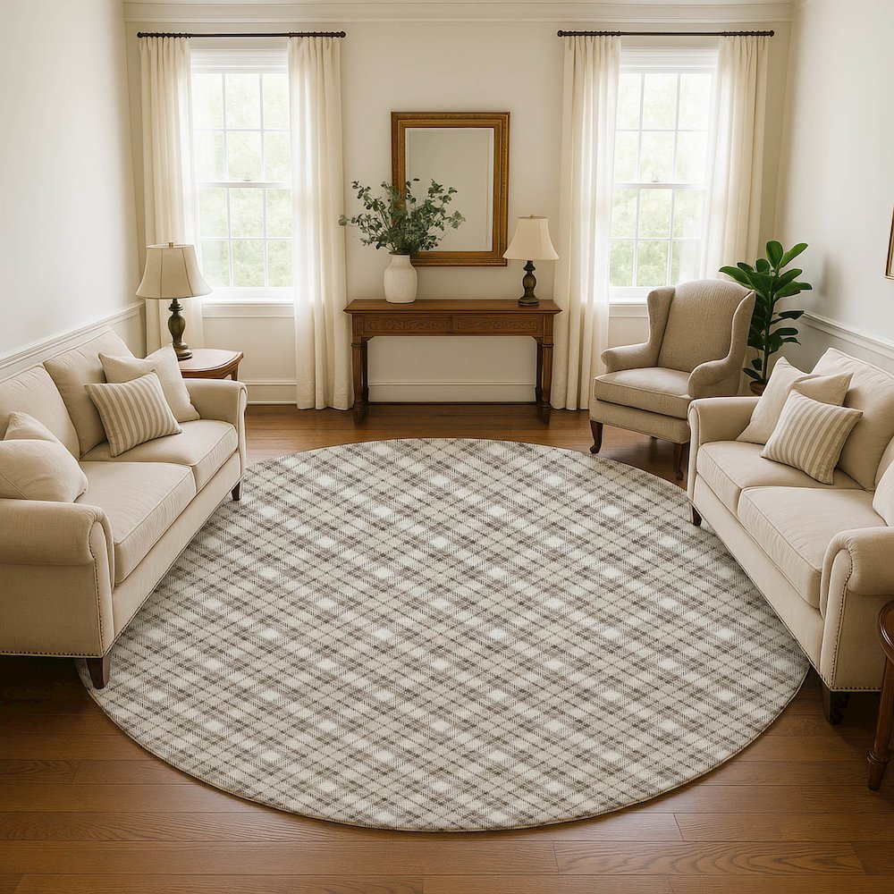 Luxury Washable Indoor/Outdoor Soft Essentials SE3 Brown 8' x 8' Rug. Picture 5