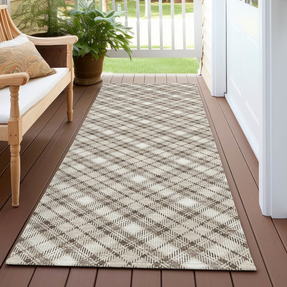 Luxury Washable Indoor/Outdoor Soft Essentials SE3 Brown 2'3" x 7'6" Runner Rug. Picture 6