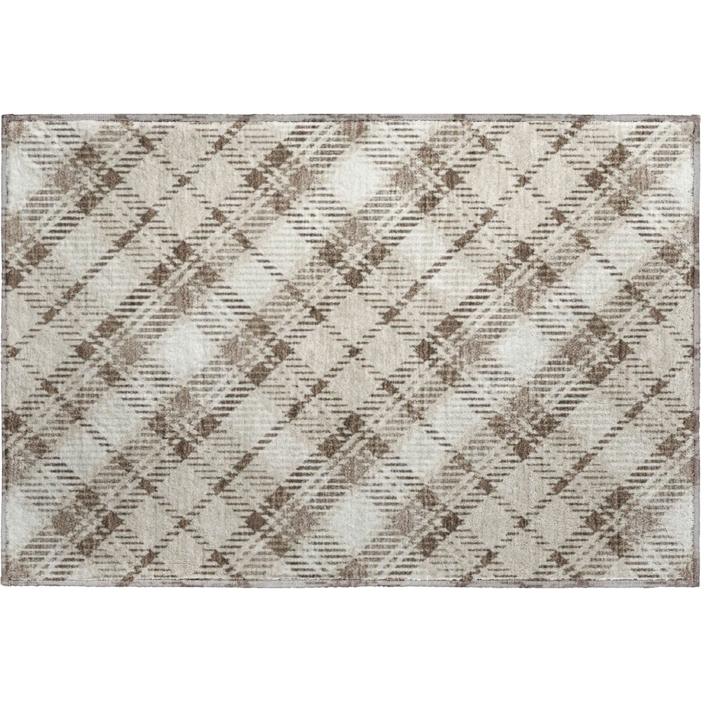 Luxury Washable Indoor/Outdoor Soft Essentials SE3 Brown 1'8" x 2'6" Rug. Picture 1