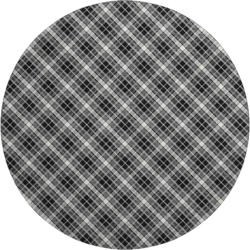 Luxury Washable Indoor/Outdoor Soft Essentials SE3 Black 8' x 8' Rug. Picture 1
