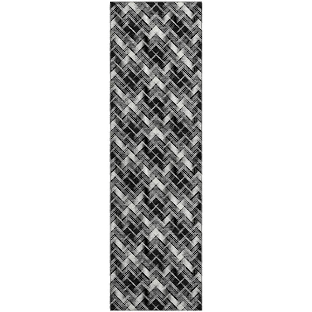Luxury Washable Indoor/Outdoor Soft Essentials SE3 Black 2'3" x 7'6" Runner Rug. Picture 1