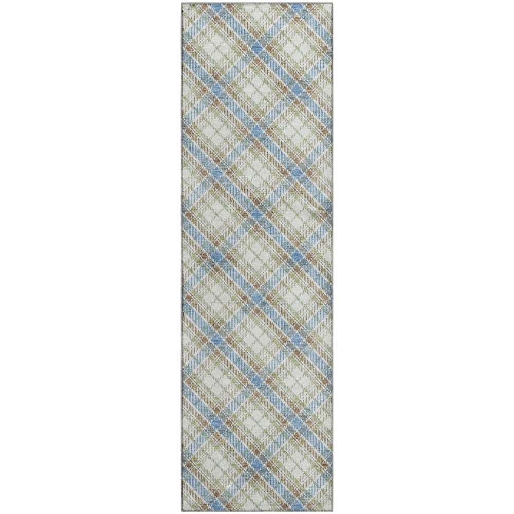 Luxury Washable Indoor/Outdoor Soft Essentials SE3 Blue 2'3" x 7'6" Runner Rug. Picture 1