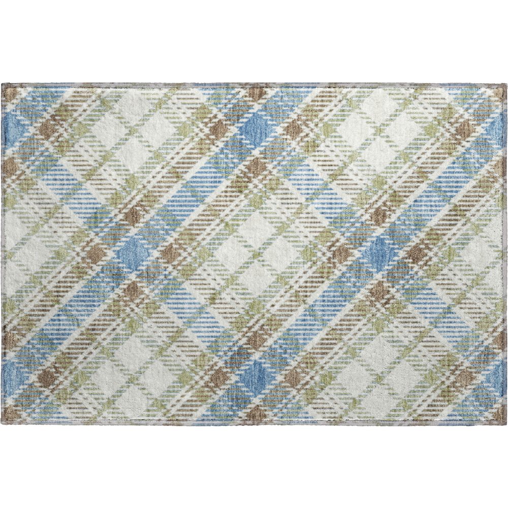 Luxury Washable Indoor/Outdoor Soft Essentials SE3 Blue 1'8" x 2'6" Rug. Picture 1